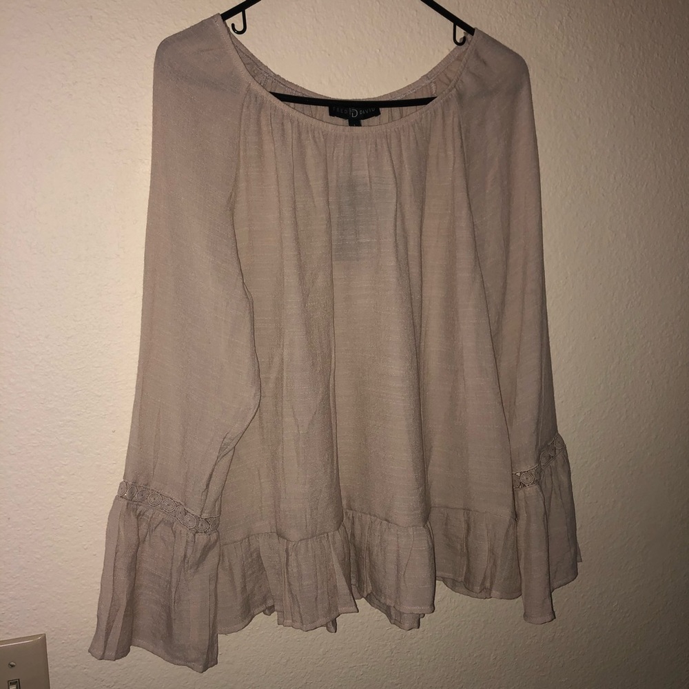 Tan Wide-Sleeved Tunic Top